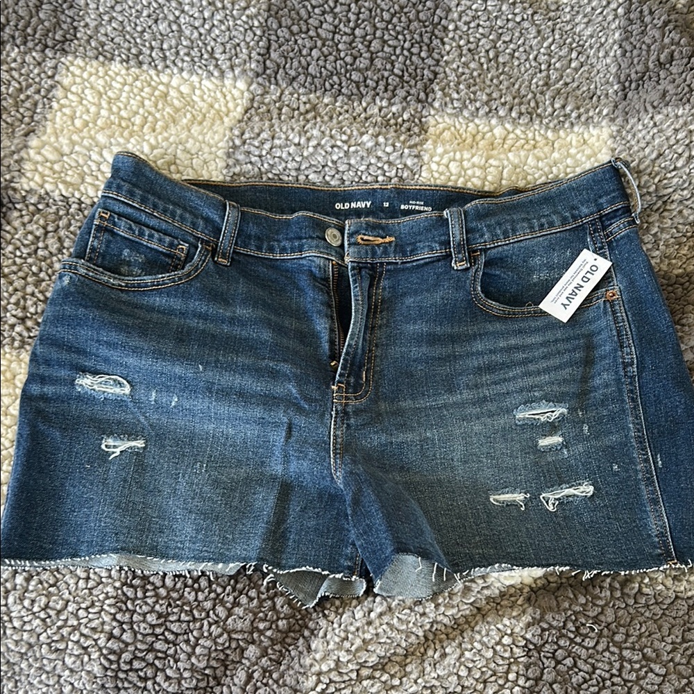 Old Navy Blue Distressed Jean Shorts